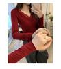 Chic Lace Splicing Slim-Fit Long-Sleeve Base Layer Top for Autumn/Winter