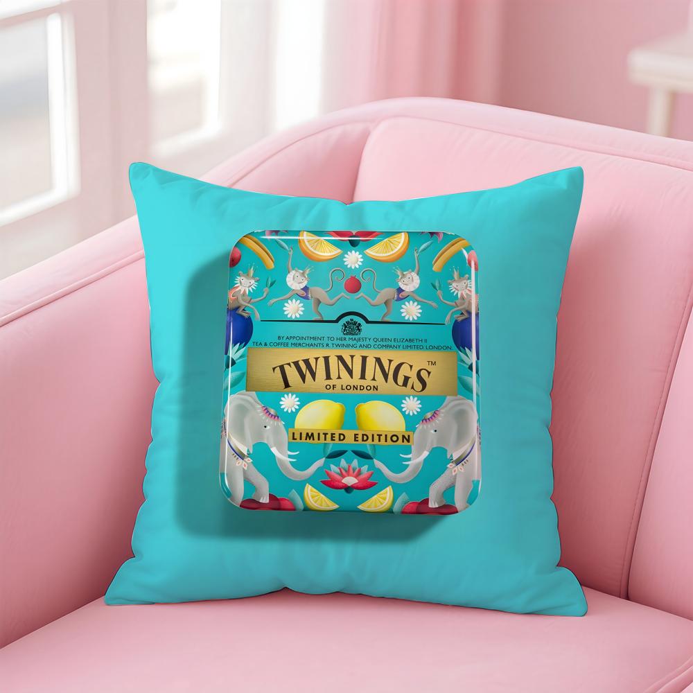 Elegant Red Twinings Cushion Cover Pillowcase Short Plush Invisible zipper Room Sofa Cushion Cover