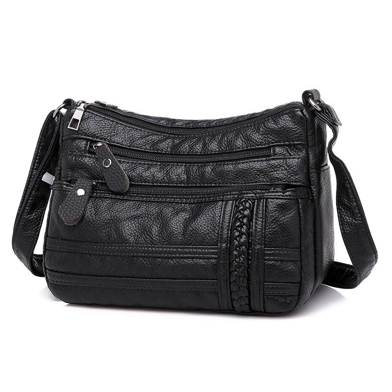2023 Women's Soft Leather Crossbody Bag - Washed Leather, Large Capacity, Single Shoulder, Perfect for Mothers