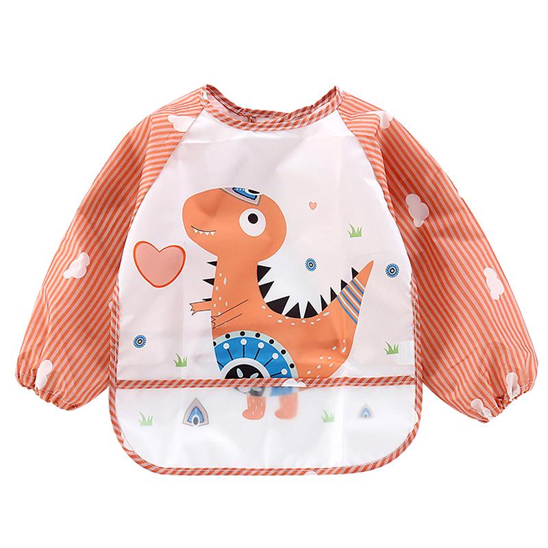 Cute Baby Bibs Toddler Baberos Bavoir Waterproof Long Sleeve Apron Cartoon Animals Children Feeding Smock Bib Baby Stuff 0-3Y