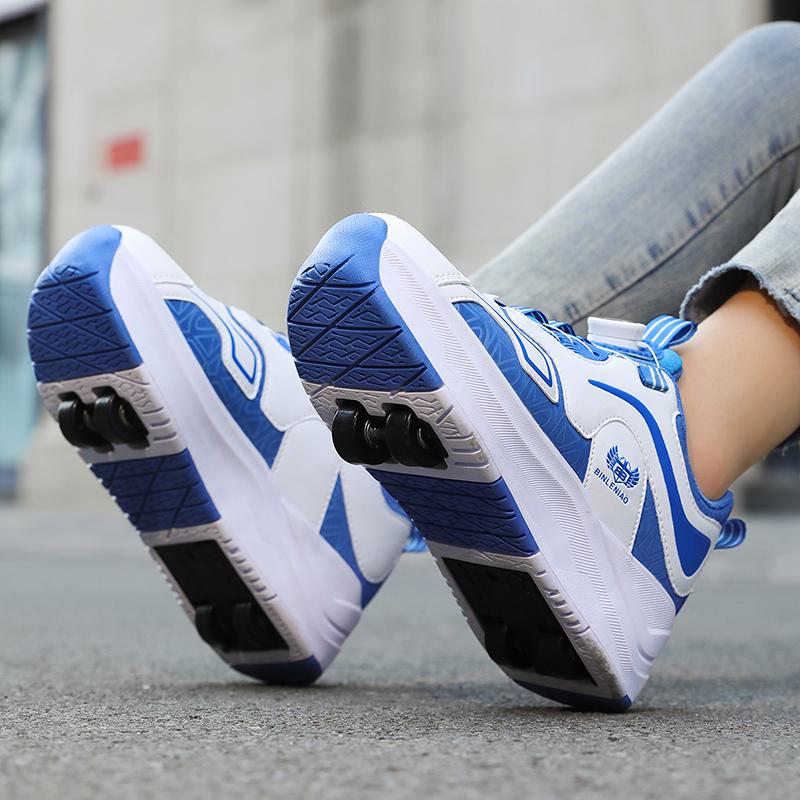 29-40 Children's Four-wheel Sports Shoes Detachable Flat Shoes Children's Skating Roller Skates Shoes for Kids