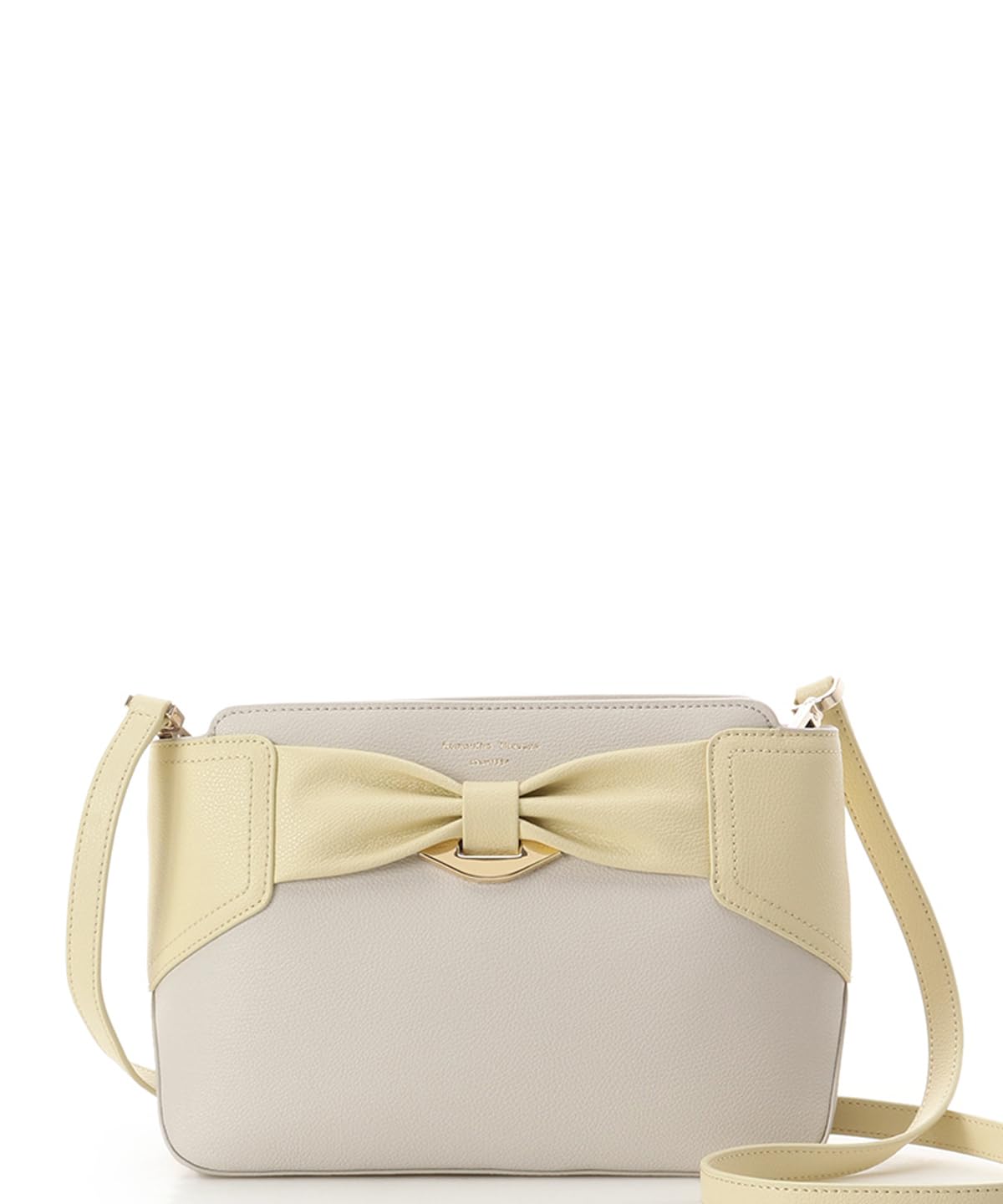 ribbon motif split leather shoulder bag Two-tone