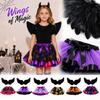 Mädchen Halloween Schwarzes Federkleid Kostüm Zweiteiliges Set