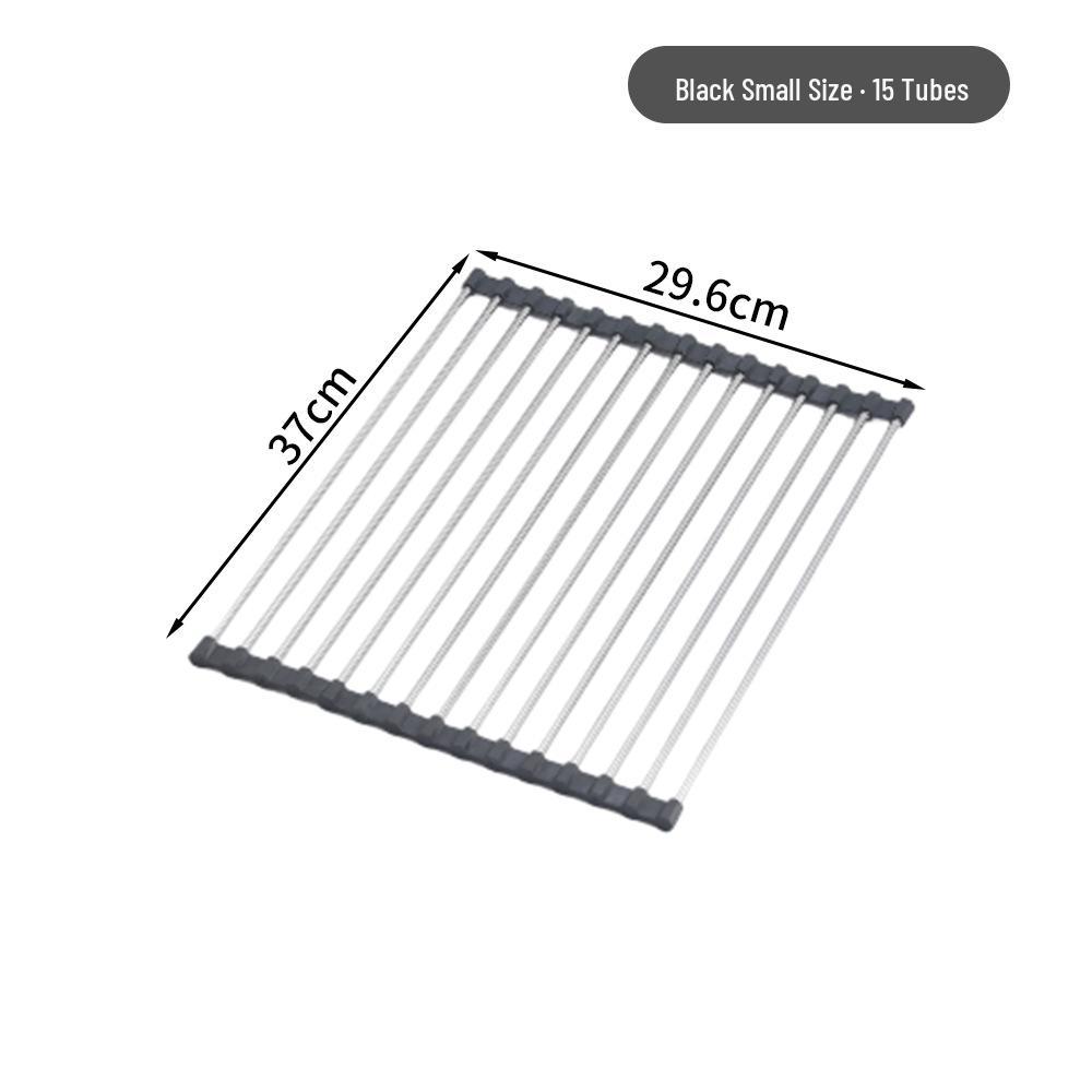 Black Stainless Steel Foldable Drain Rack for Kitchen Sink