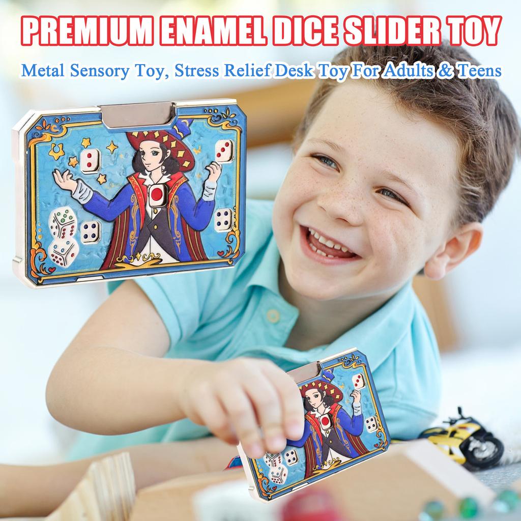Premium Enamel Dice Slider Toy – Metal Sensory Toy, Stress Relief Desk Toy For Adults & Teens