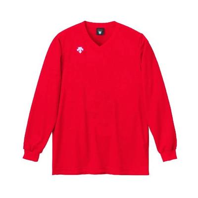 DESCENTE Long Sleeve Game Shirt for Junior Practice Single Classic Red Volleyball, V-Neck, Size, Shirt, Point, Design, Moisture-Wicking, Quick-Drying,