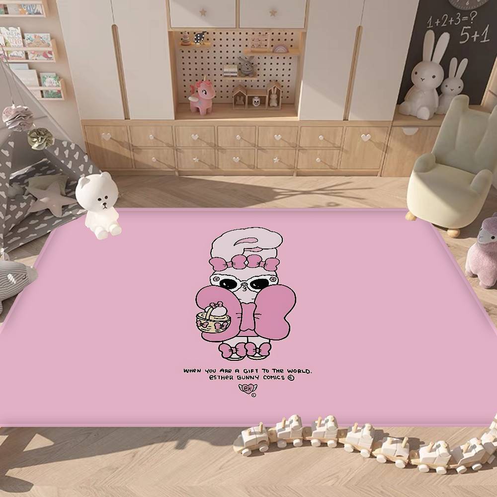 E-Esther Bunny Cartoon Entrance Door Mat Nordic Style Home Doormat Bathroom-Toilet Mats Bedroom Hotel Decor Mat