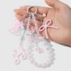 Portable Resin Cat Eye Bead Keychain Set Glittering Resin Bone Heart Designs Handmade Jewelry Accessory