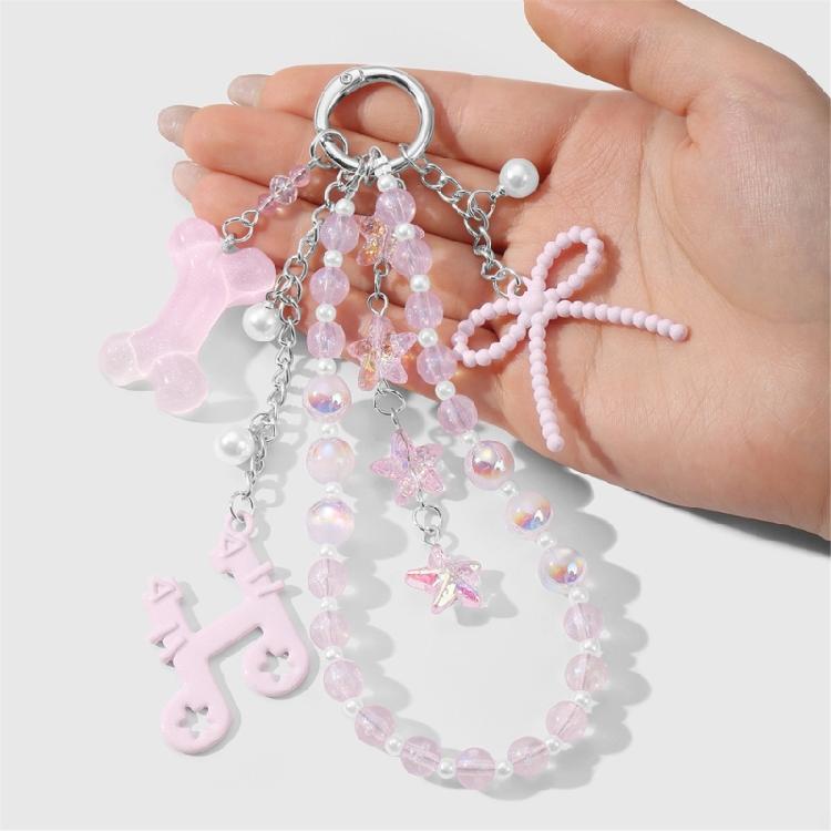 Portable Resin Cat Eye Bead Keychain Set Glittering Resin Bone Heart Designs Handmade Jewelry Accessory