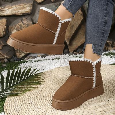 Foreign Trade Large Size Northeast Velvet Thick-soled Short Snow Boots Women's Cross-border Matte Leather Warm Thickened Cotton Boots