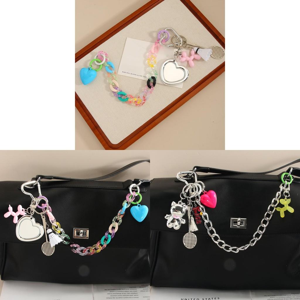 Cat Charm Bag Pendant With Feather Keychain For Fashion Accessories