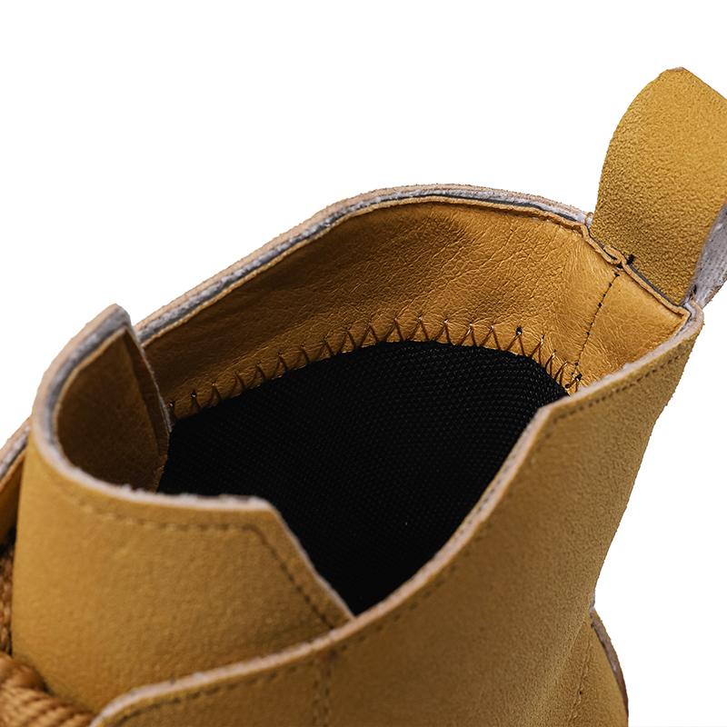 Hight Quality Classic British Street Style Leather Boots For Men Solid Yellow Hombre Daily Casual Dress Height Increasing Shoes