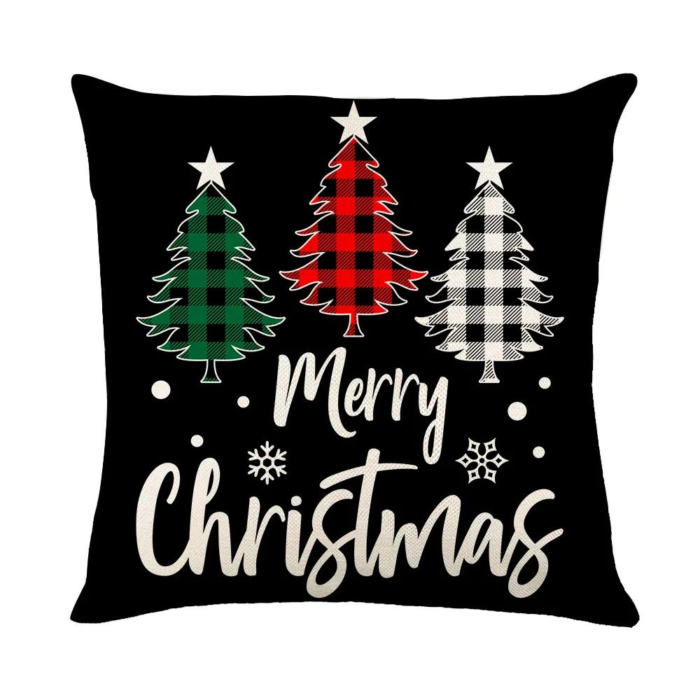 24 Year New Christmas Theme Home Linen Printed Pillow Cover, Holiday Car Pillow, Sofa Pillow, Cushion