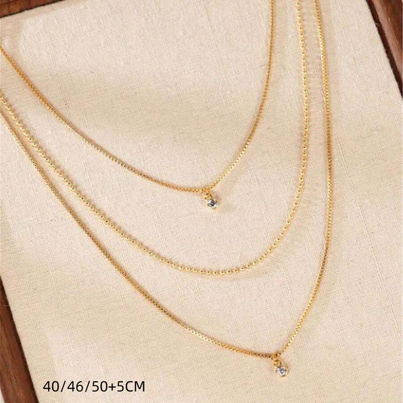 Boho Gold Color Round Crystal Pendant Necklace For Women Vintage Metal Multilayer Geometric Chain Necklace Jewelry Gift