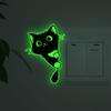 1/2/4PCS Self-adhesive 2D Flat Green Glow-in-the-Dark Little Black Cat Wall Sticker for Decorate Entryways, Bedrooms, Kitchens and Living Rooms