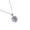 Purple Zircon Flower Pendant Necklace Light Luxury Silver Diamond Design Women'S Retro Elegant Fashion Accessories Jewelry
