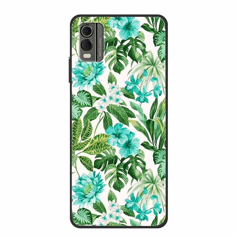 Pentru husă Nokia C32 6,5" Husă spate din silicon moale TPU de lux Carcase pentru telefon pentru NokiaC32 Protector drăguț Rezistent la șocuri Flori Capa
