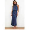 Europe, America, Spring and Summer New Solid Color High-end Satin Sleeveless Dress Fashionable and Elegant Temperament Light Evening Dress