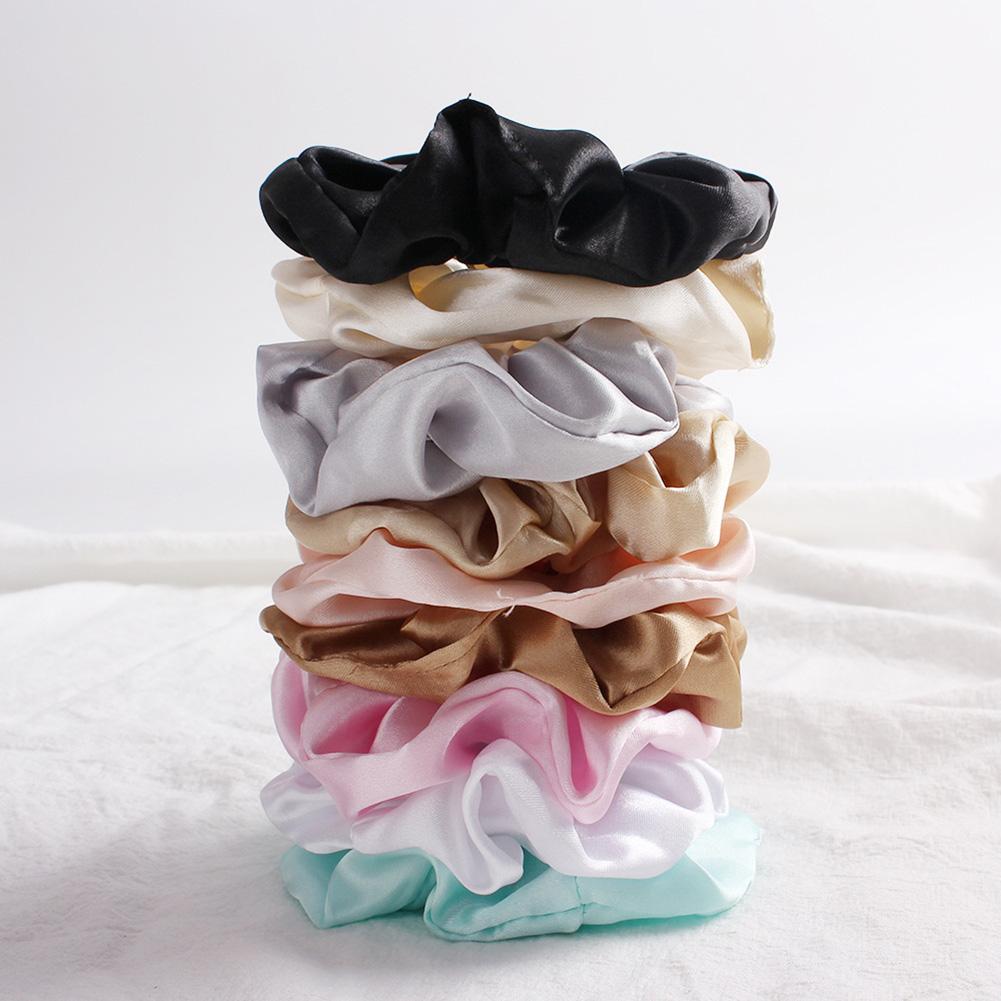 Summer Women Satin Silk Elastic Hair Bands Korean Smooth Silky Hair Scrunchies Headdress Solid Ponytail Holder Hair Ties