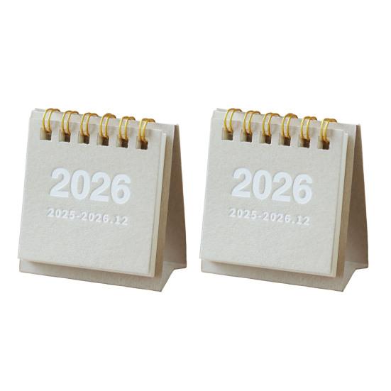 

2 шт. Мини настольный календарь Окт. 2025-дек.. 2026 14-месячный планер Настольный Маленький Настольный Перекидной Календарь на двойной спирали для дома и офиса 2pcs серый