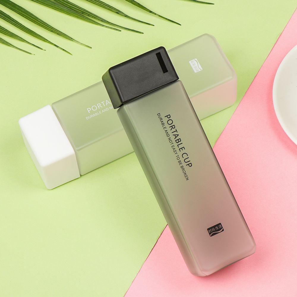 Square Water Bottle Plastic Clear Cup Leakproof Frosted Water Bottle Portable Drink Jug Practical PP Material Bottle with Straw