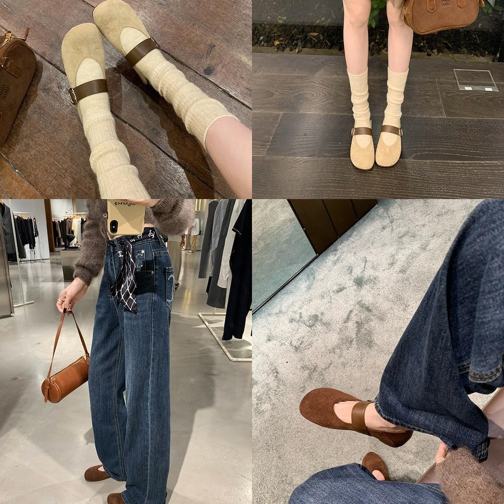 Sheepskin version of grape ma The same style can be stepped on with one word heel with leopard print inner height increase single shoes women's f