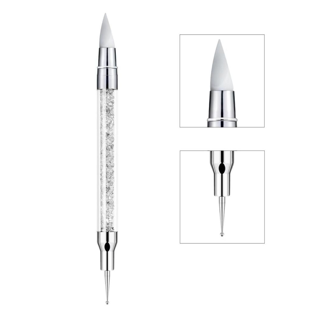 Nail Art Sculpture Pen, 5Pcs Dual Tipped Dotting Pen and Silicone Nail Tools for Resin, Silicone Brushes, Acrylic Pen, Nail Art Brushes, Nail Foil