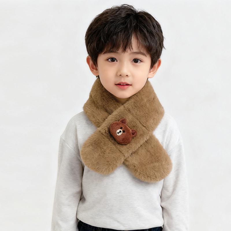 Jesień Zima 2025 Szalik Dziecięcy Pluszowy Gruby Szalik na Szyję dla Niemowląt Kreskówkowy Styl Koreański Ciepły Szalik