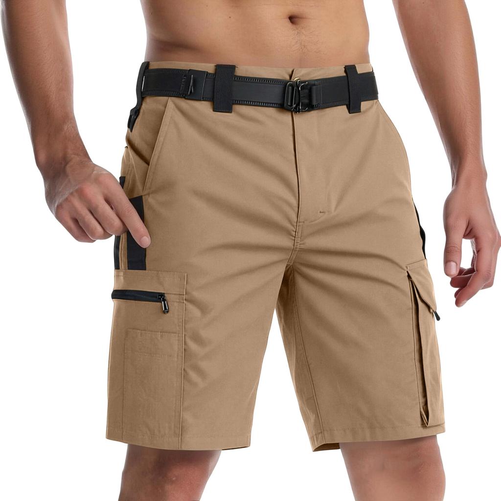 Men Cargo Shorts Multi Pocket Utility Outdoor Work Shorts with Adjustable Waistband and Durable Stitching