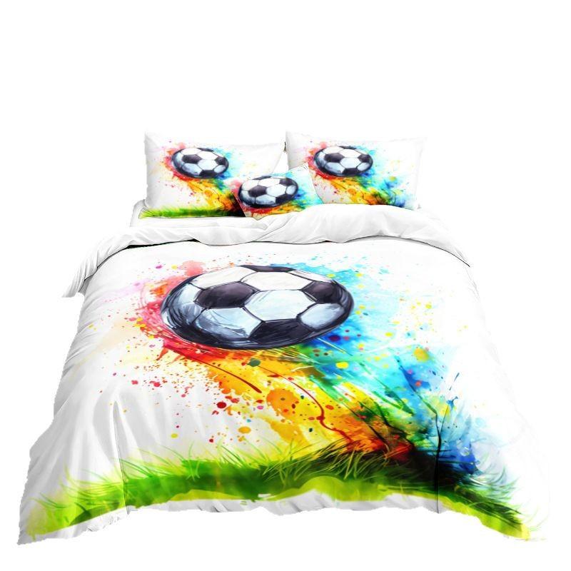 Football Series 3D Digital Printing Three-Piece Bedding Kit Bed Sheet Quilt Cover