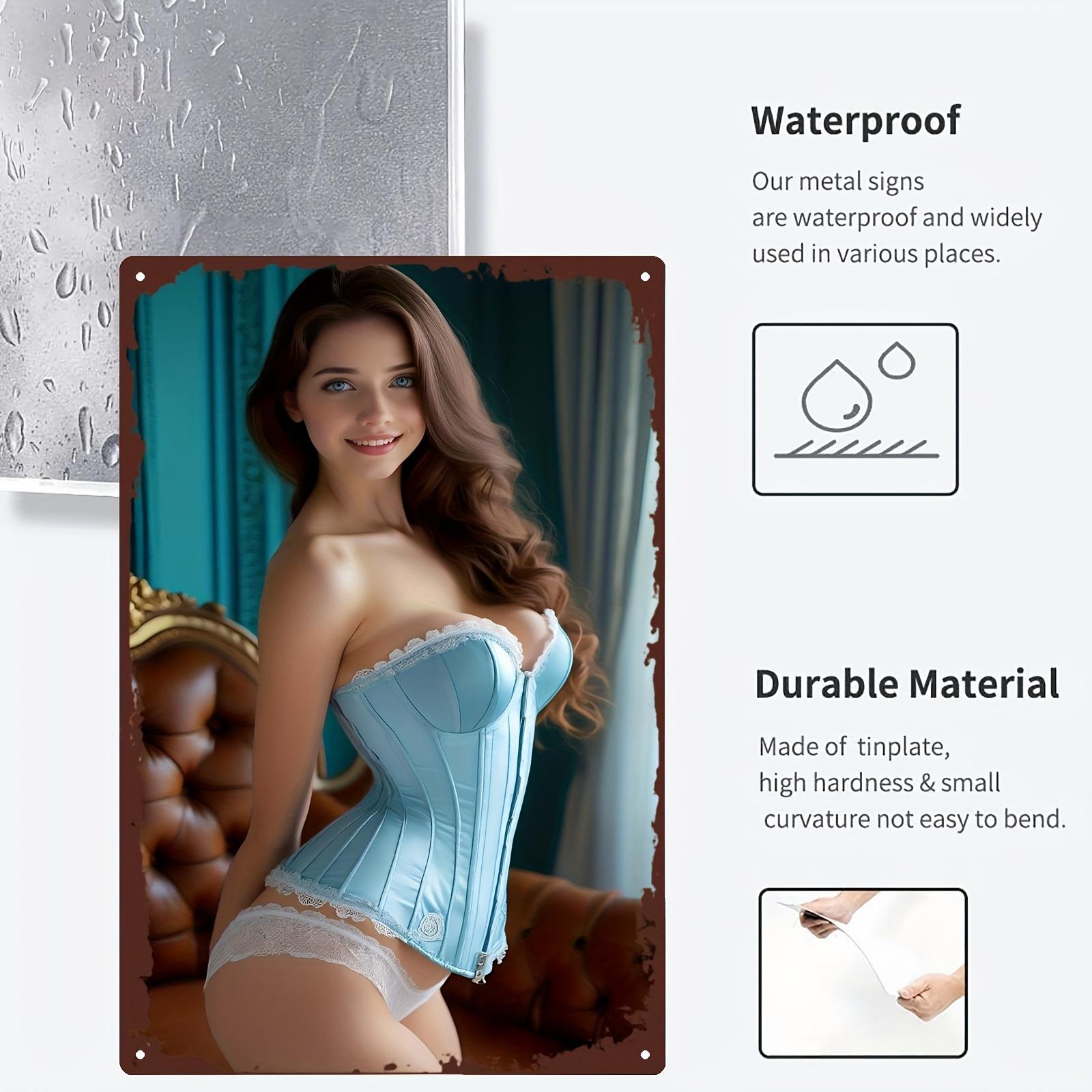 

Blue Corset Lace Vintage Metal Tin Sign Wall Art Home Bar Decor 20x30cm білий