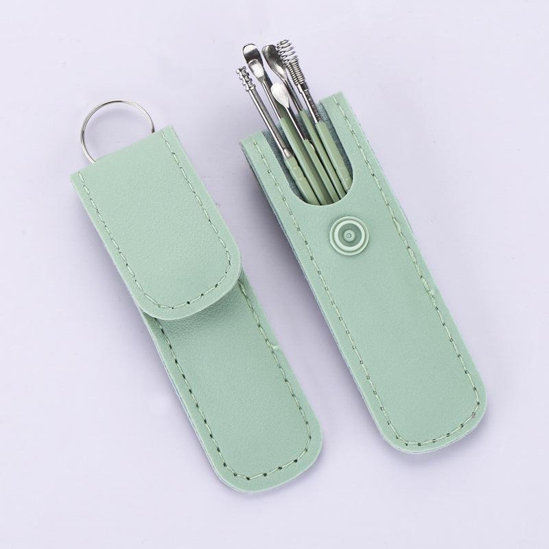 Stainless Steel Double-Ended Ear Cleaning Tool Set - 6-Piece Ear Picker with Rotating Ear Spoon
