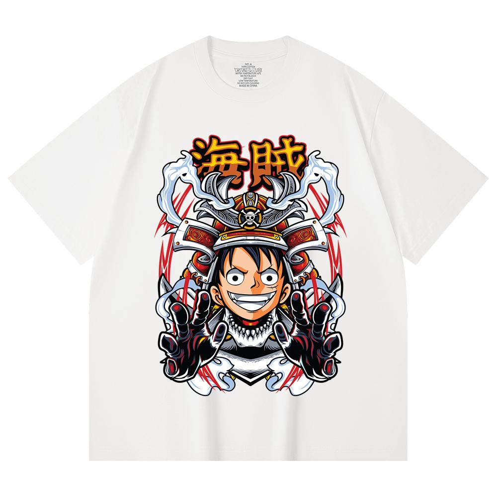 230 Gsm 100% Cotton One Piece V70 Luffy Samurai Print Unisex Heavy Cotton T Shirt