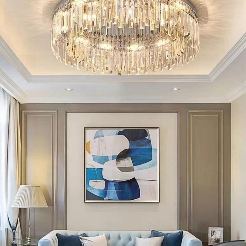 Gold Chrome E14 Led Pendant Light Crystal Ceiling Chandelier for Living Room Bedroom Indoor Decor Fixture