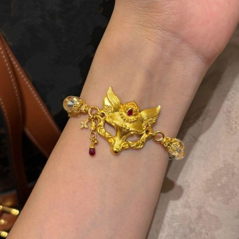 Elegant Chinese Style Necklace Zinc Zinc Alloy Handmade Bead Bracelet Vixen Mask Bracelet  Gift