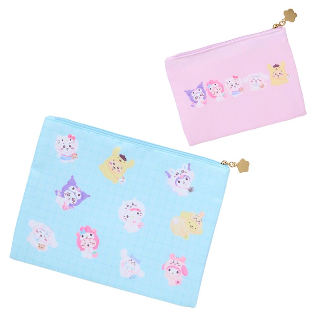 Sanrio Chiikawa Flat Pouch Set of featuring Sanrio and Zinc Ages 3 and 536725 2, Characters, Polyester, Cotton, Alloy, Up,