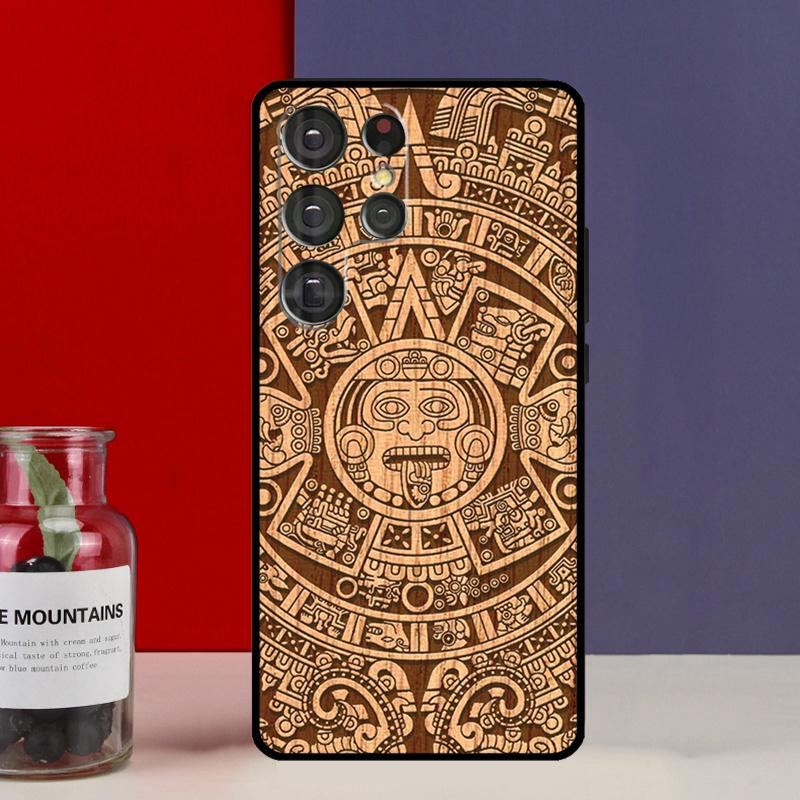 Mayan Calendar Wood Pattern Funda Case For Samsung Galaxy S25 Ultra S9 S10 S20 S21 S22 Plus S23 Ultra S24 FE Phone Cover