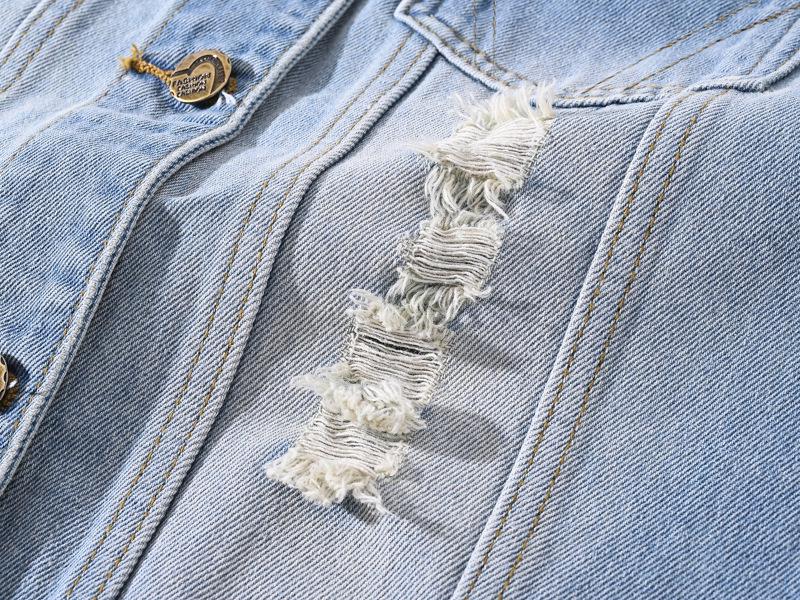 Men's Slim-Fit Light-Colored Ripped Denim Vest - Korean Style Sleeveless Jacket