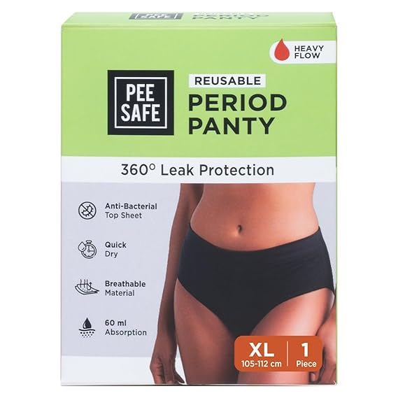 Pee Safe Reusable Period Panty for Women & Girls | Extra Large Size | Suitable for Heavy Flow | Rash Free, Leak Proof Menstrual Underwear | Comfort