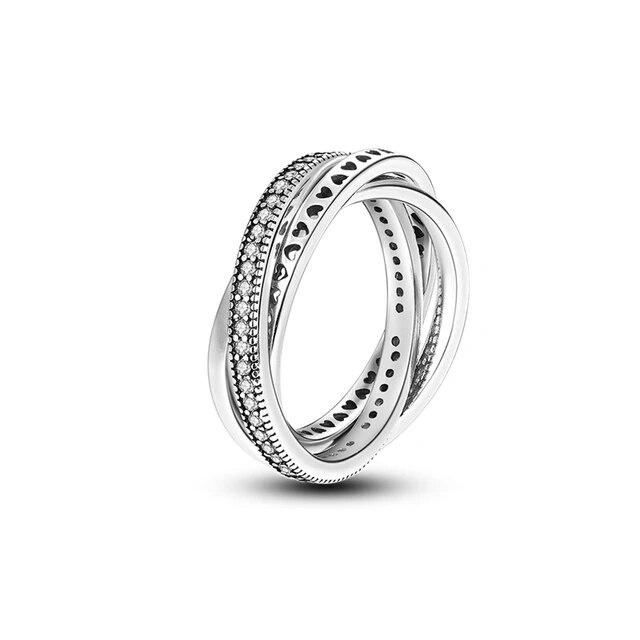 Double Rings Sun With Moon Enamel Zircon Silver Color Finger Rings For Women Girl Female Luxury Party Engagement Jewelry