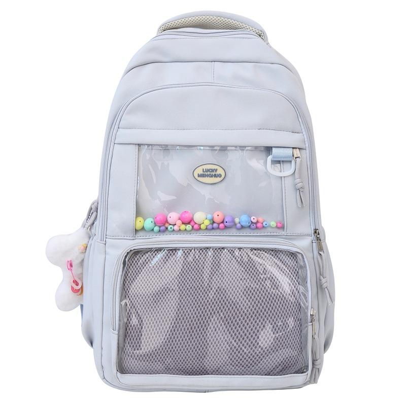 

Женский рюкзак большой емкости, однотонный школьный рюкзак для школьников, сумка через плечо синий