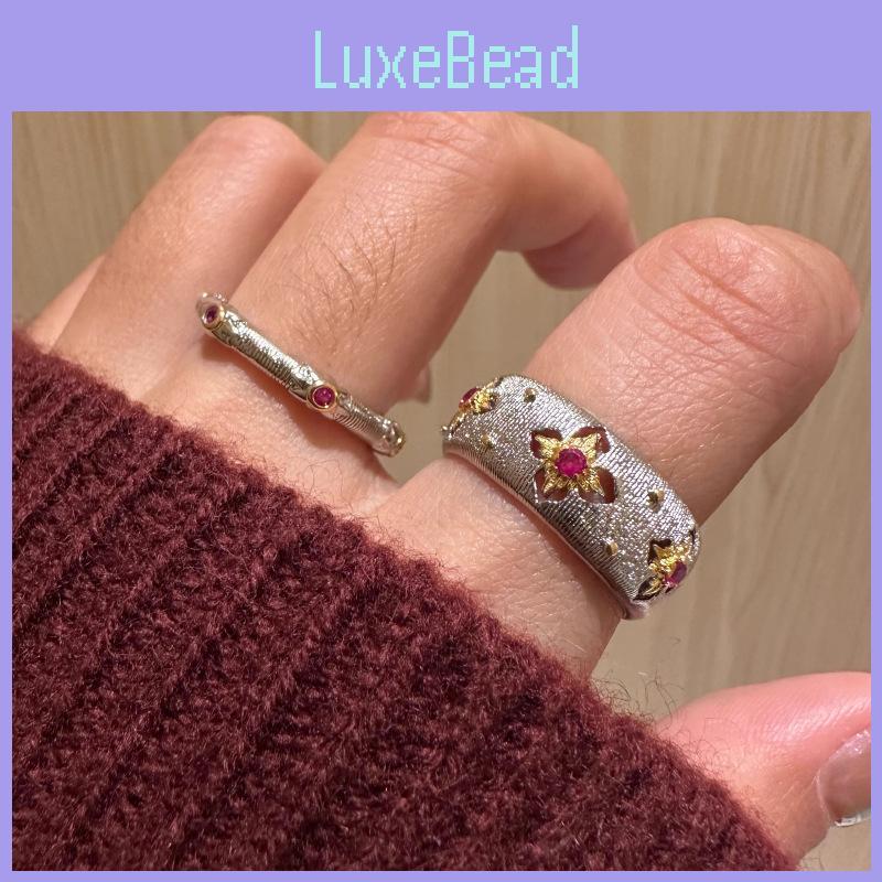 Fashionable French Style Diamond Cut Hollow Wide Ring For Women Adjustable Size