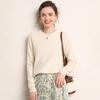 Women's 100% Pure Cashmere Rib Knit Round Neck Sweater - Solid Color Autumn/Winter Base Layer