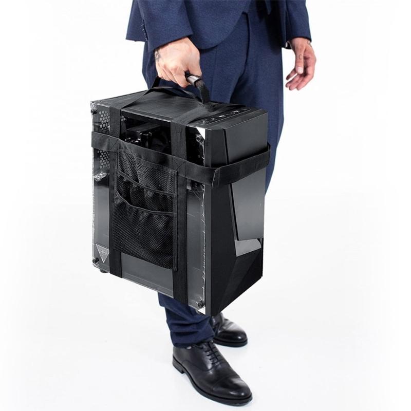 Ergonomic PC Tower Carrying Strap Desktop Carrying Case Belt Computer Travel Holder with Pocket for Cable Transporting