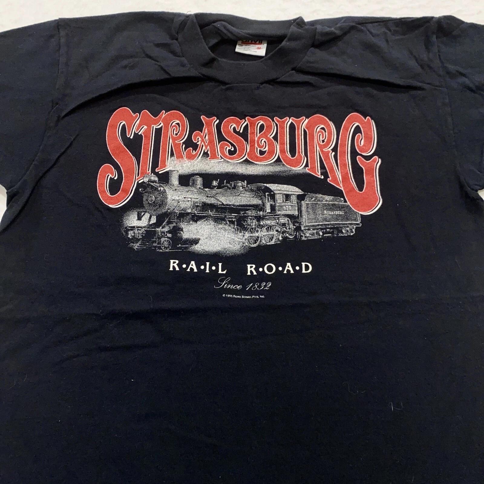 

vintage 90s STRASBURG RAILROAD T-Shirt MEDIUM train steam locomotive soft 4XL