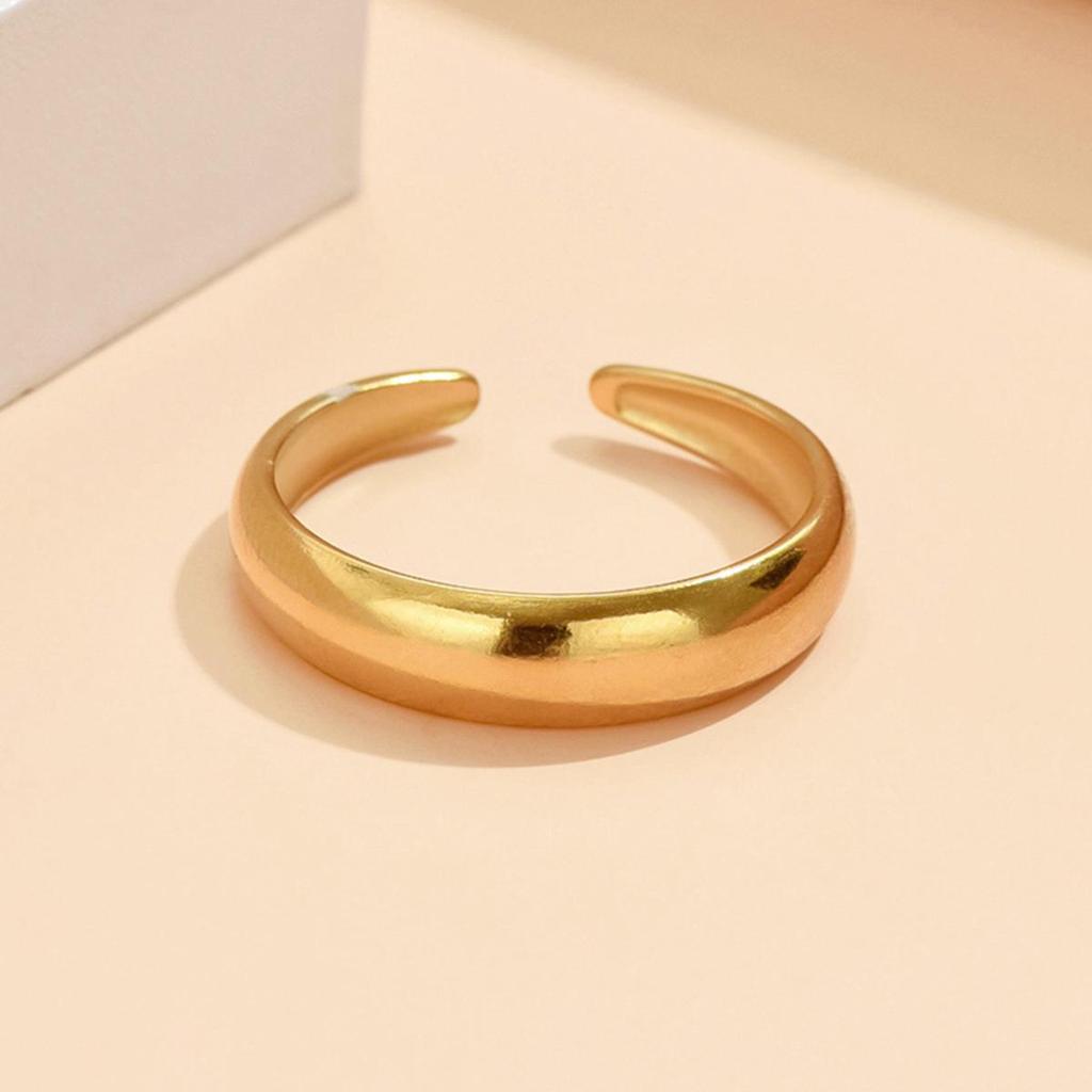 Adjustable European Classic Gold-Plated Stainless Steel Toe/Finger Ring for Women - Non-Fading Simple Band Jewelry