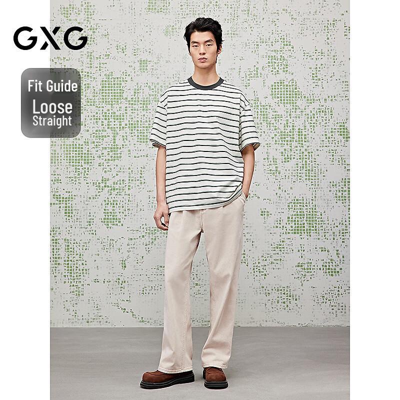 GXG Men's Pleated Washed Straight-Leg Jeans