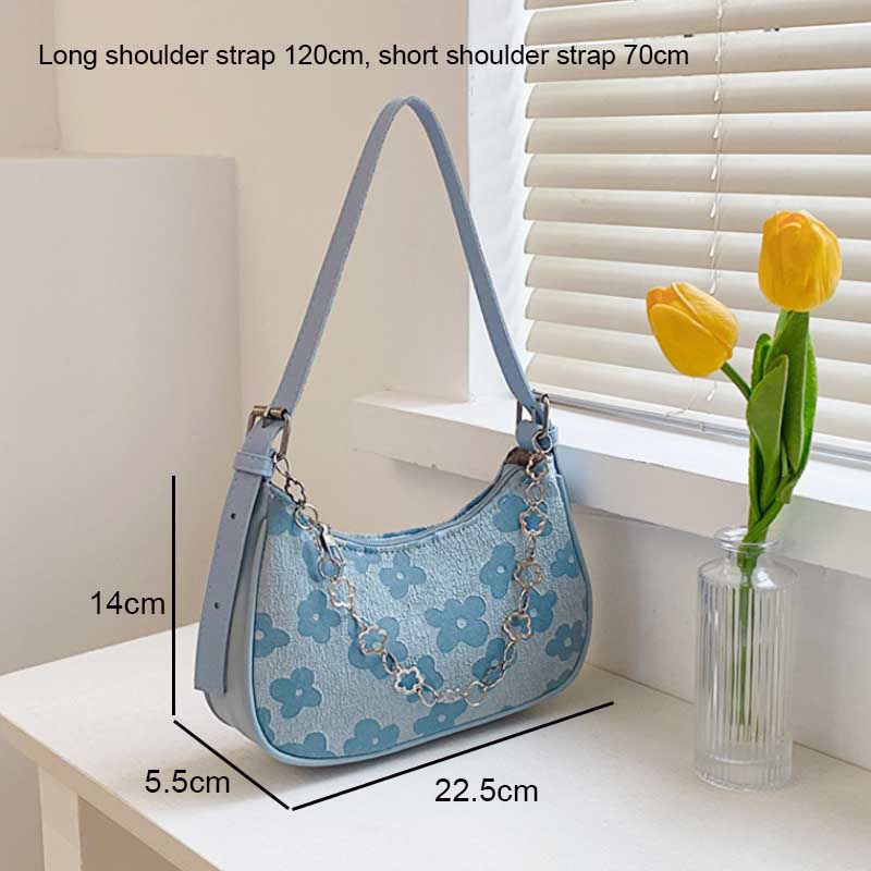 Schultertasche mit Blumenmuster, modische Kettendekoration, Handtasche, Umhängetasche, Geldbörse für Frauen, Damenhandtaschen, Schultertaschen, Bolsas