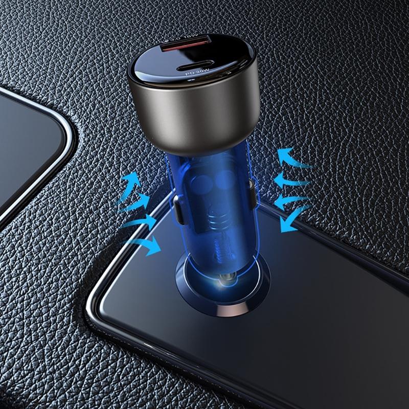 QC3.0 Car Charger Double Slot 48W USB-A Type C Charging Adapter Quick Car Cigarettes Lighter Charger