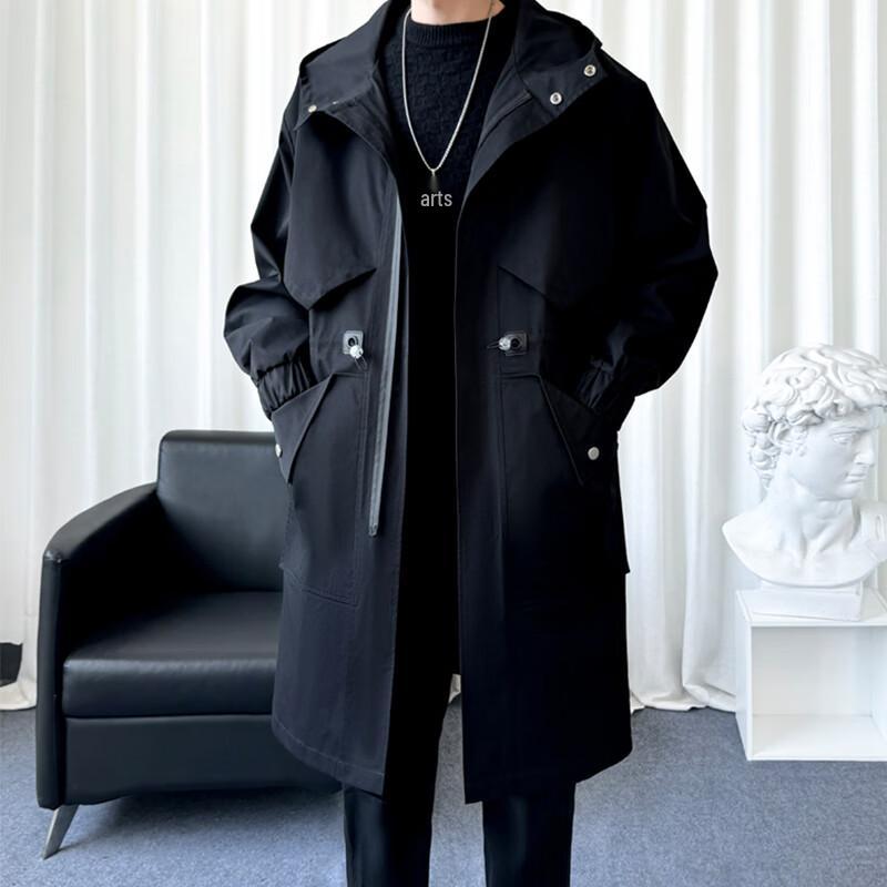 JEEP SPIRIT Men's Mid-length Hooded Trench Coat